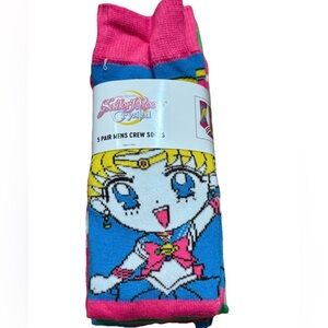 Sailor Moon Crystal Men’s Crewcut Socks 5 Pack Bioworld NEW